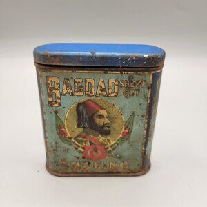 Bagdad Short Cut Pipe Tobacco Tin Antique Advertising Pocket Size EMPTY